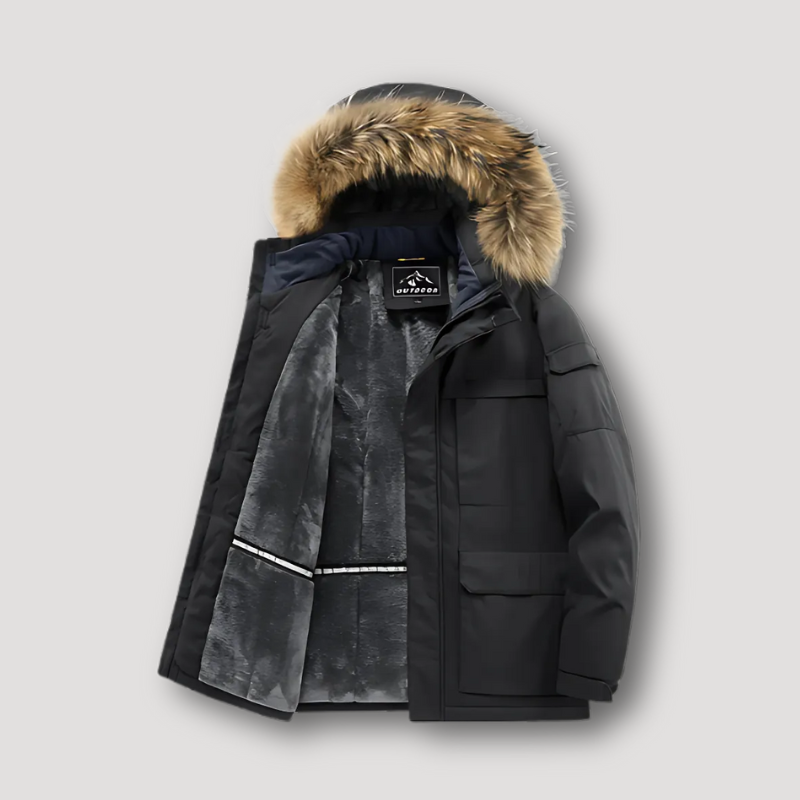 Kunstleer Hood Pluche Voering Winter Parka Jas