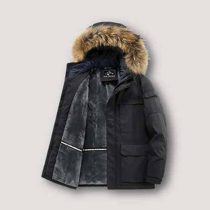 Kunstleer Hood Pluche Voering Winter Parka Jas