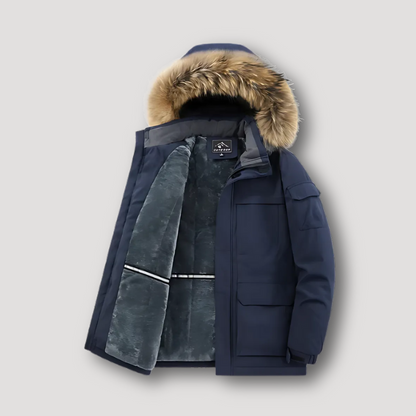 Kunstleer Hood Pluche Voering Winter Parka Jas