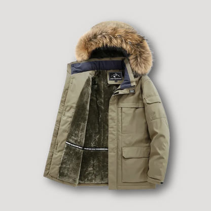 Kunstleer Hood Pluche Voering Winter Parka Jas