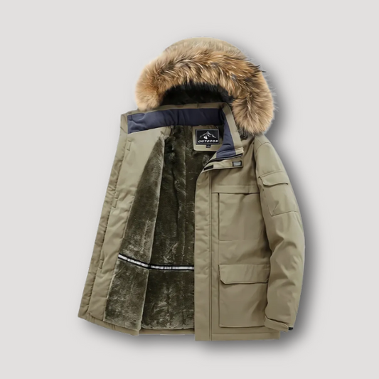 Kunstleer Hood Pluche Voering Winter Parka Jas