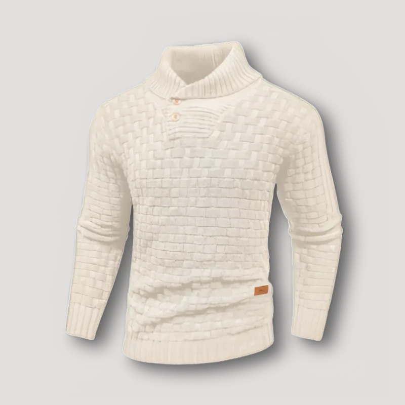 Hoge Kraag Wafel Slim Fit Geknoopte Knit Trui