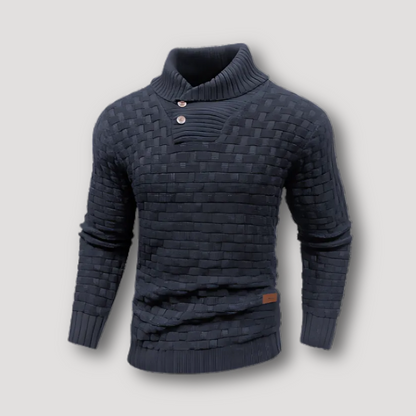 Hoge Kraag Wafel Slim Fit Geknoopte Knit Trui