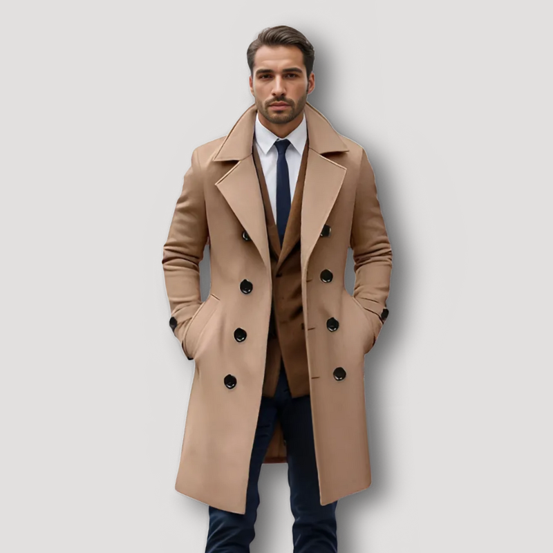 Grote Knoppen Dubbel Breasted Mannen Trench Coat