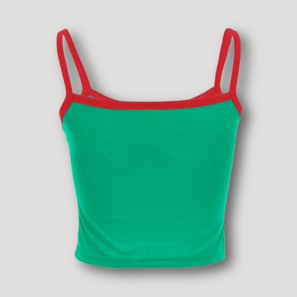 Sportief 'Mexico' Druk Groen Cropped Tank Top