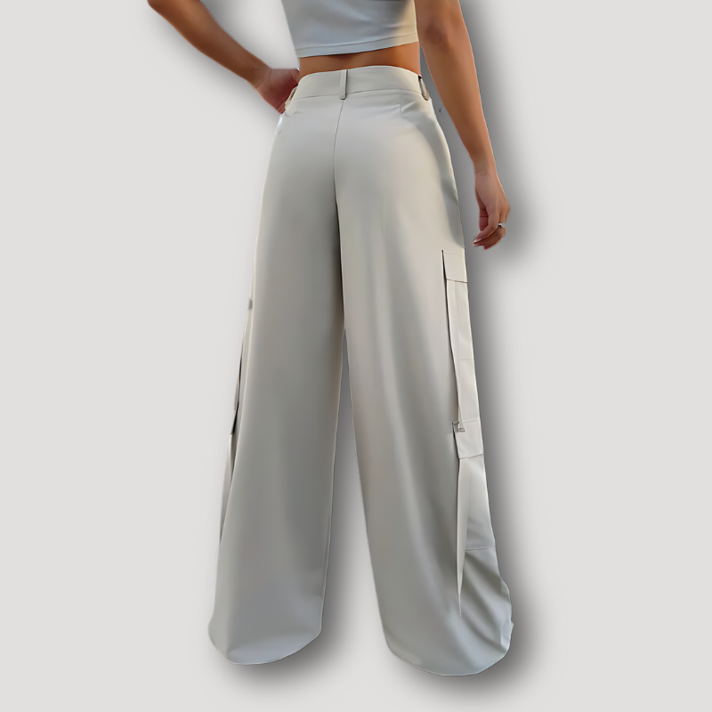 Wide Leg Flapzak Zijde Cargo Pants Dames