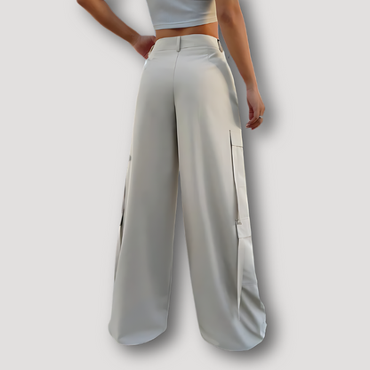 Wide Leg Flapzak Zijde Cargo Pants Dames