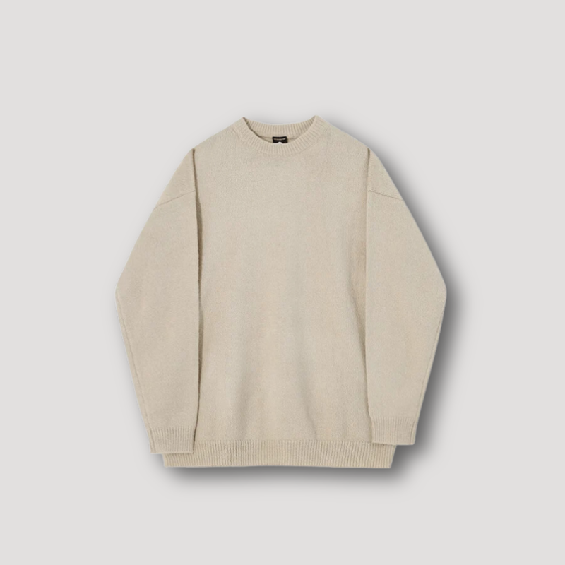 Gebreid Crew Neck Effen Mohair Sweater Heren