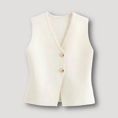 Gouden Knoop Mouwloos Blazer Vest