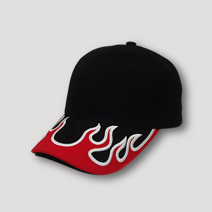 Vlam Grafisch Borduursel Zwarte Baseball Cap