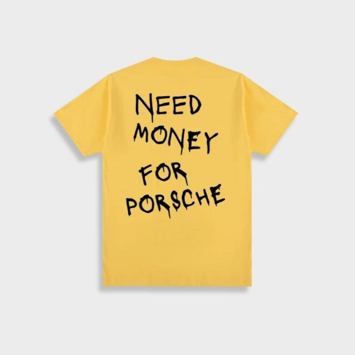 Need_Money_For_Porsche_Shirt_Geel_Achterkant