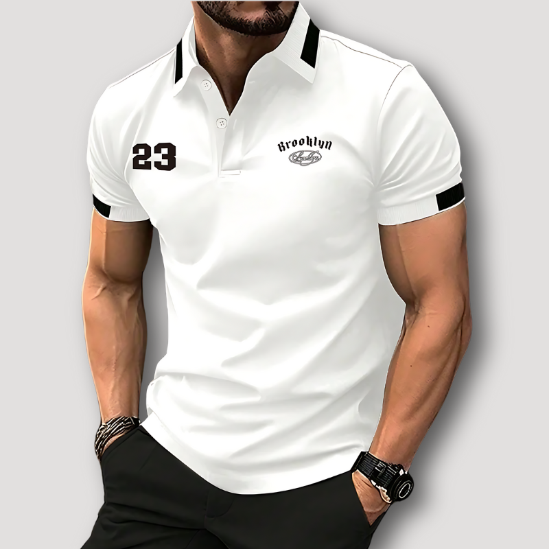 Wit 23 Brooklyn Korte Mouw Slim Fit Polo Shirt Heren