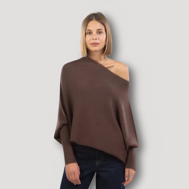 Off Shoulder Oversized Dames Gebreide Trui