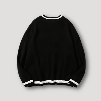 V-hals Cable Knit Patrooon Geribbeld Sweater