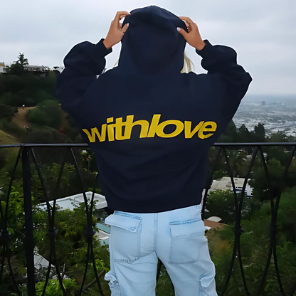 Oversized Pullover Klassieke Hoodie 'withlove' Grafische Print