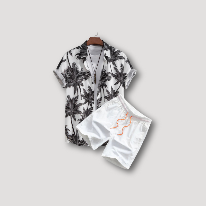 Palm Hawaiian Polo Shirt Strand Korte Zomer Outfit Set