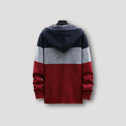 Color Block Hoodie Fleece Jas Gevoerd Heren