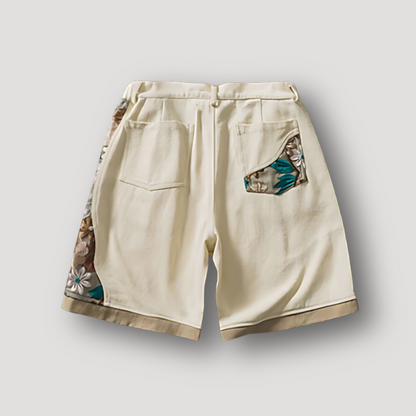 Geborduurd Crèmekleurig Relaxed Fit Shorts