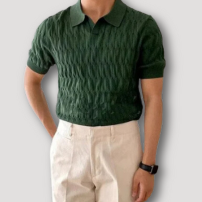 Jacquard Gebreid Gedraaid Patroon Polo Shirt