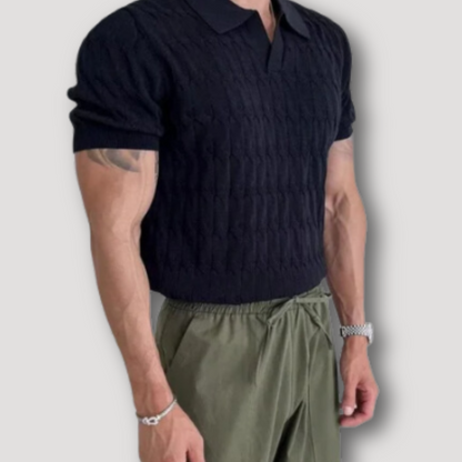 Jacquard Gebreid Gedraaid Patroon Polo Shirt