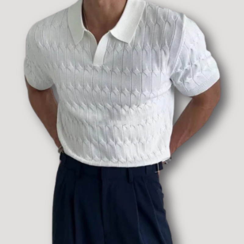 Jacquard Gebreid Gedraaid Patroon Polo Shirt