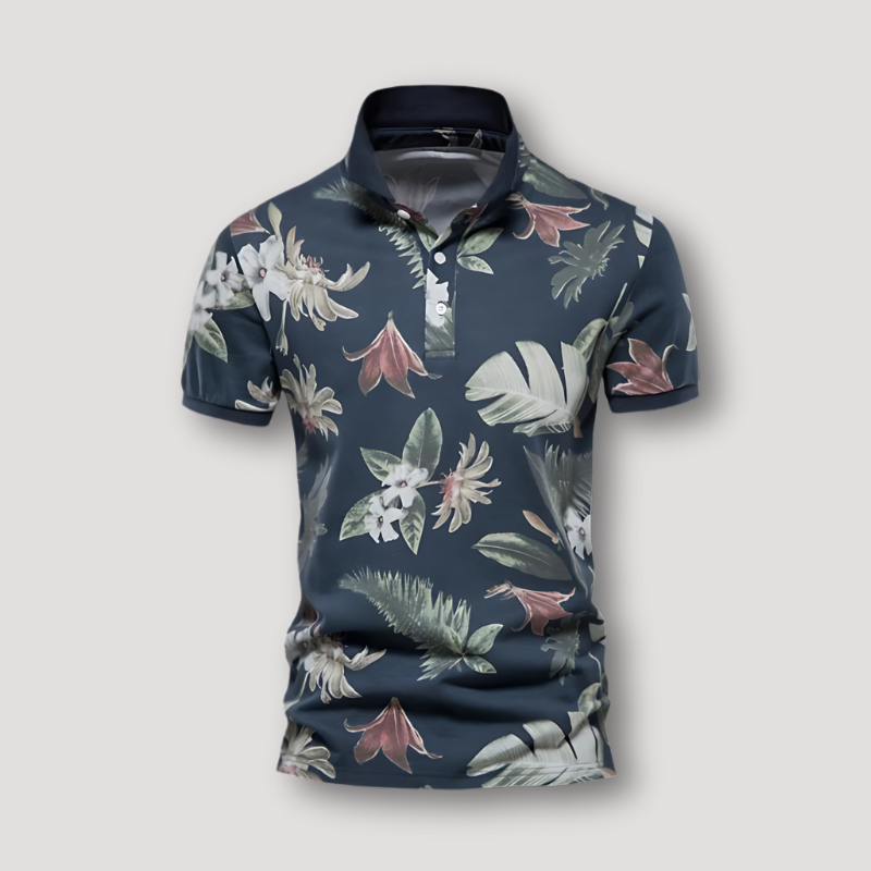 Bloemen Tropisch Korte Mouw Slim Fit Polo Summer Shirt