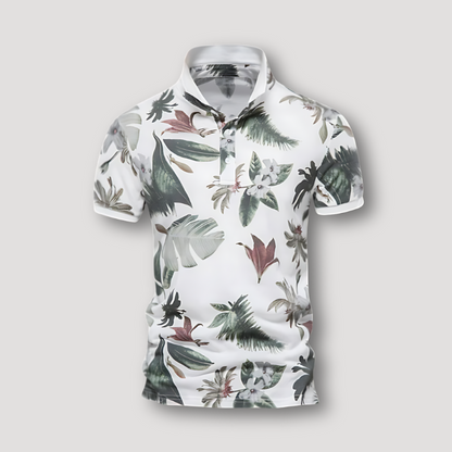 Bloemen Tropisch Korte Mouw Slim Fit Polo Summer Shirt