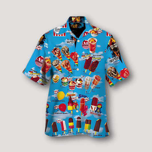 Ice Cream Popsicle Grafisch Korte Mouwen Zomer Hawaii Shirt