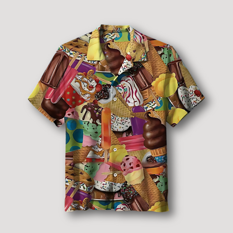 Ice Cream Popsicle Grafisch Korte Mouwen Zomer Hawaii Shirt