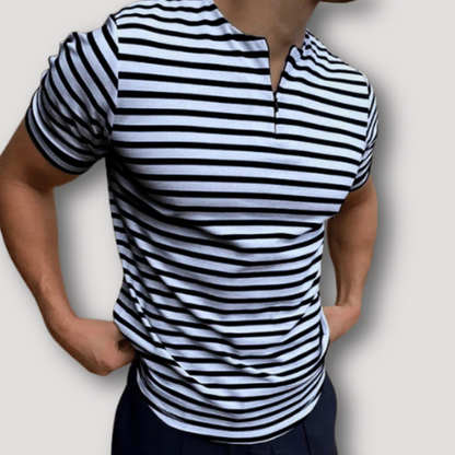 Heren Gestreept Half Zip Zomer Shirt Mannen