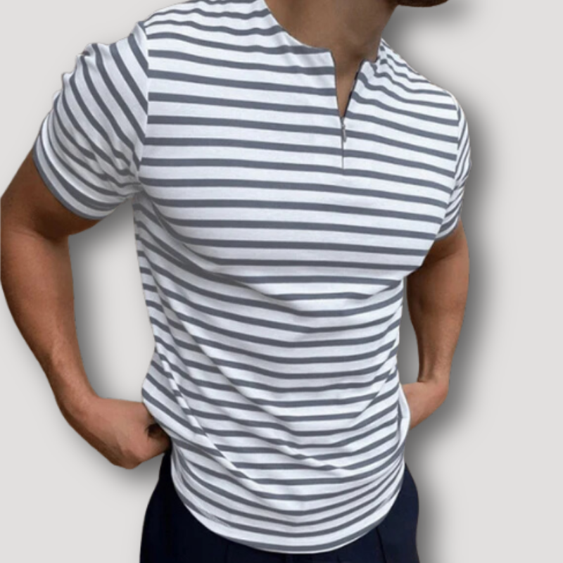 Heren Gestreept Half Zip Zomer Shirt Mannen