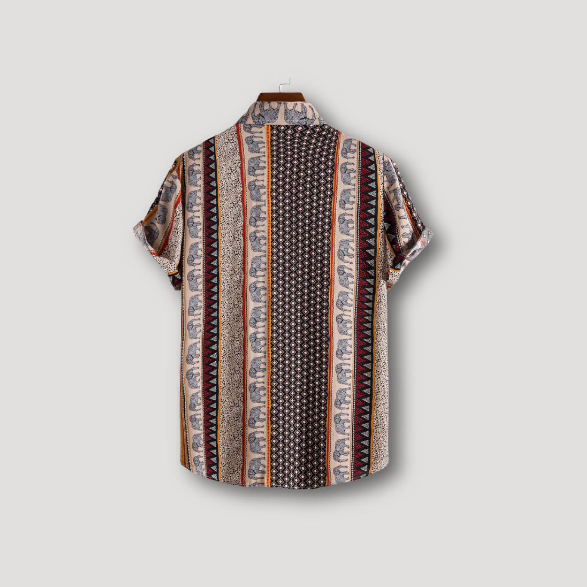 Tribal Geometrisch Olifanten Print Kraag Shirt Mannen