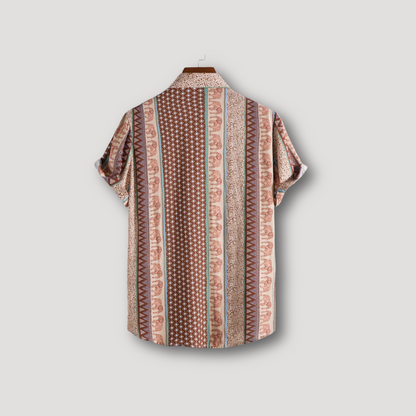 Tribal Geometrisch Olifanten Print Kraag Shirt Mannen