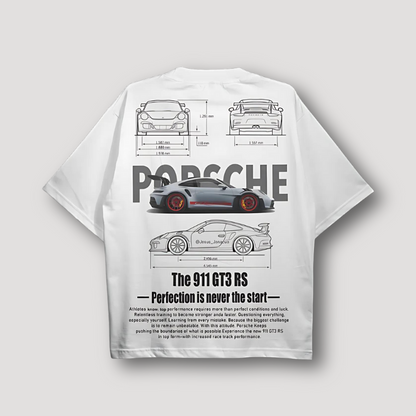 Porsche 911 GT3 RS Grafisch Witte Opdruk Hoodie en T-shirt