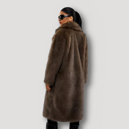 Ash Bruin Dames Lang Faux Fur Coat Jas