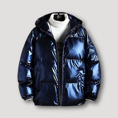 Glanzend Reflecterend Quilted Padded Isolatie Puffer Jas