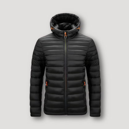 Quilted Isolatie Oranje Accenten Zip Up Winter Puffer Jas