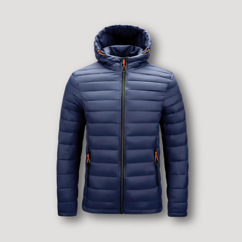 Quilted Isolatie Oranje Accenten Zip Up Winter Puffer Jas