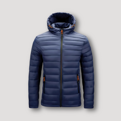 Quilted Isolatie Oranje Accenten Zip Up Winter Puffer Jas