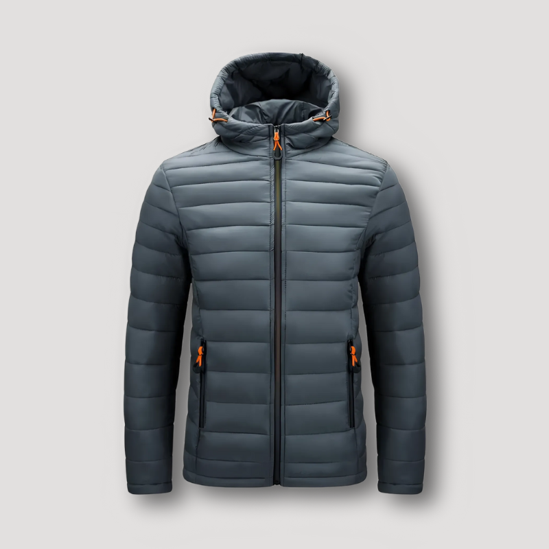 Quilted Isolatie Oranje Accenten Zip Up Winter Puffer Jas