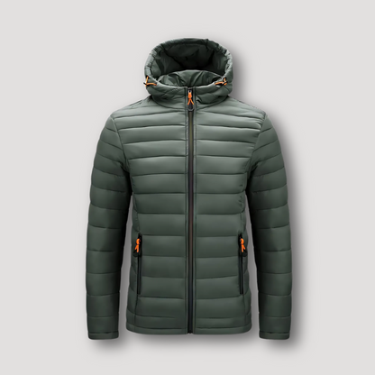 Quilted Isolatie Oranje Accenten Zip Up Winter Puffer Jas