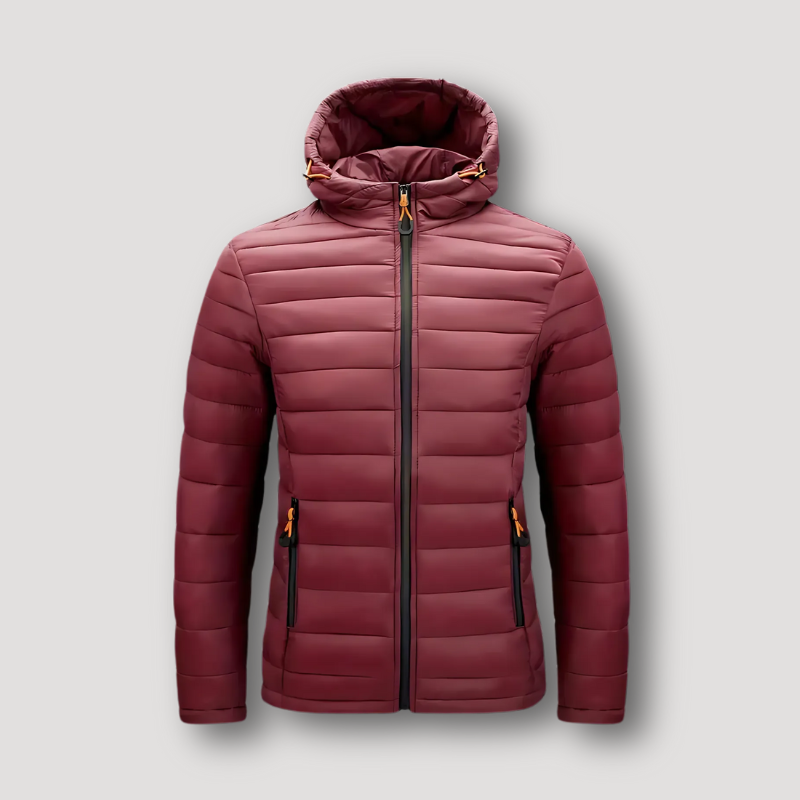 Quilted Isolatie Oranje Accenten Zip Up Winter Puffer Jas