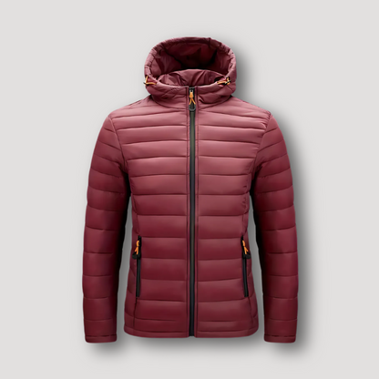 Quilted Isolatie Oranje Accenten Zip Up Winter Puffer Jas