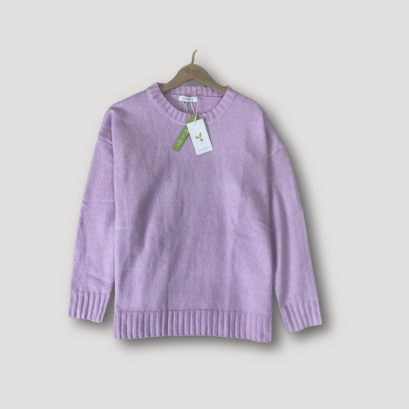 Crew Neck Dropped Shoulders Pastel Kleur Oversized Wol Trui