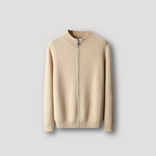 Merino Wol Ribtricot Full Zip Pullover