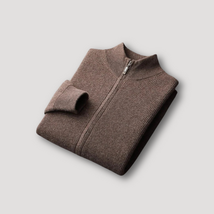 Merino Wol Ribtricot Full Zip Pullover