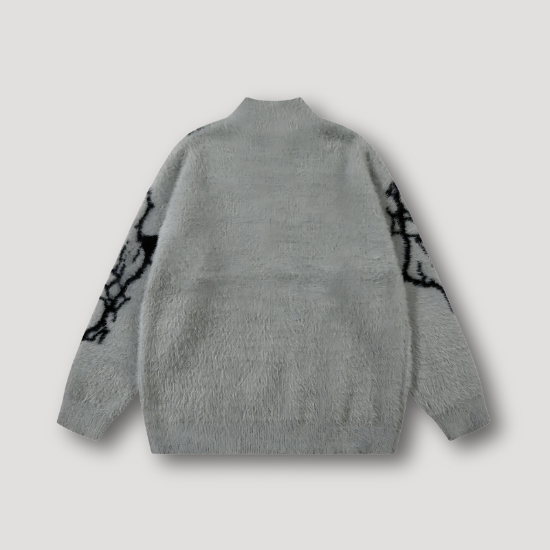 Abstracte Elektrische Bliksemafdruk Oversized Zip Up Sweater