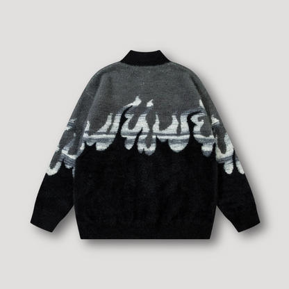 Vlam Grafische Print Zip Up Kleurverloop Oversized Sweater