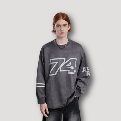 Sportief Retro Style No.74 Graphisch Gedrukt Sweater