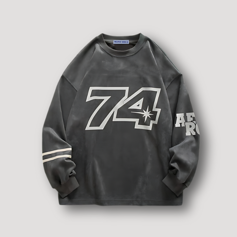 Sportief Retro Style No.74 Graphisch Gedrukt Sweater